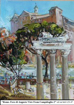 Rome. Foro di Augusto View From Campidoglio-2, Oil on Board